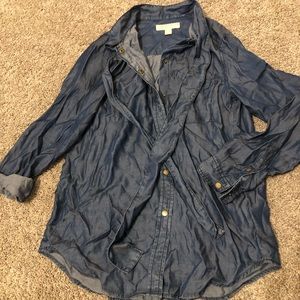 Extremely soft silky button down jean shirt